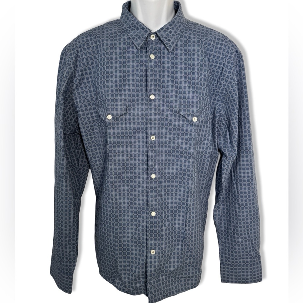 Billy Reid Mens Shirt Size XXL Blue Longsleeve Woven Pocket Button Up Standard